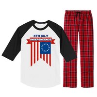 4th Of July Independence American Flag  Raglan Sleeve Pajama Set