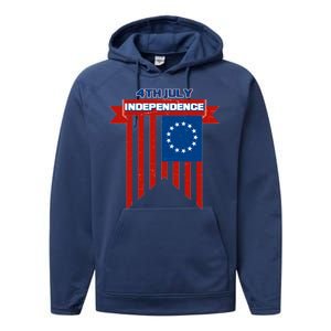 4th Of July Independence American Flag  Performance Fleece Hoodie