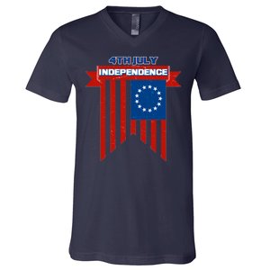 4th Of July Independence American Flag  V-Neck T-Shirt