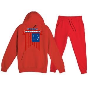 4th Of July Independence American Flag  Premium Hooded Sweatsuit Set