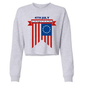 4th Of July Independence American Flag  Cropped Pullover Crew