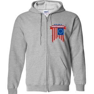 4th Of July Independence American Flag  Full Zip Hoodie