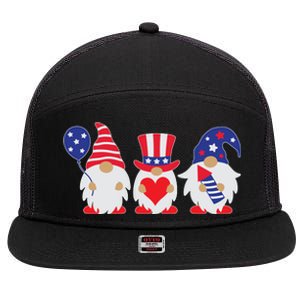 4th of July Lawn Gnomes USA 7 Panel Mesh Trucker Snapback Hat