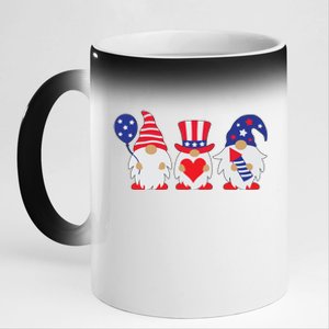 4th of July Lawn Gnomes USA 11oz Black Color Changing Mug