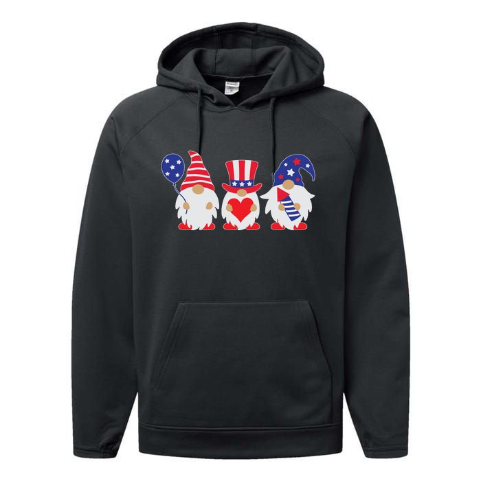 4th of July Lawn Gnomes USA Performance Fleece Hoodie