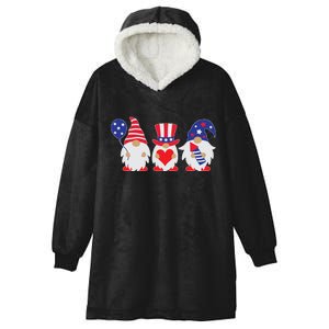 4th of July Lawn Gnomes USA Hooded Wearable Blanket