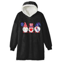 4th of July Lawn Gnomes USA Hooded Wearable Blanket