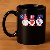 4th of July Lawn Gnomes USA 11oz C Handle Ceramic Mug