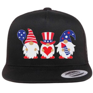 4th of July Lawn Gnomes USA Flat Bill Trucker Hat