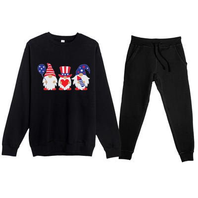 4th of July Lawn Gnomes USA Premium Crewneck Sweatsuit Set