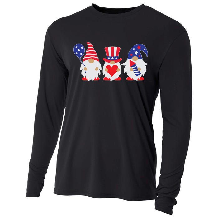 4th of July Lawn Gnomes USA Cooling Performance Long Sleeve Crew