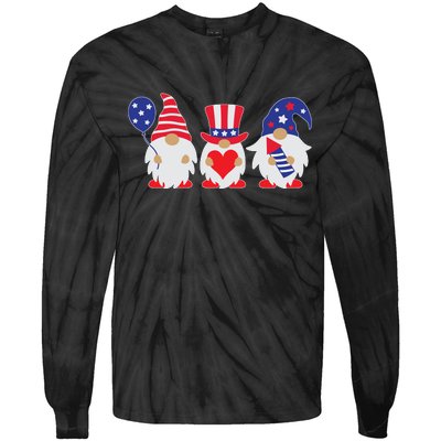 4th of July Lawn Gnomes USA Tie-Dye Long Sleeve Shirt