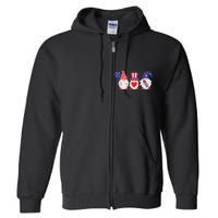 4th of July Lawn Gnomes USA Full Zip Hoodie