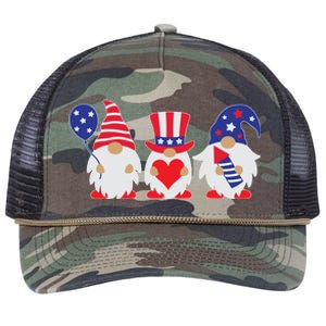 4th of July Lawn Gnomes USA Retro Rope Trucker Hat Cap