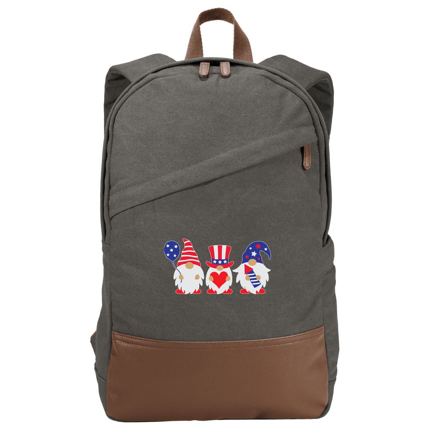 4th of July Lawn Gnomes USA Cotton Canvas Backpack