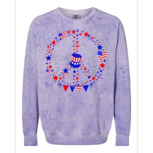 4th Of July Patriotic Peace Sign Colorblast Crewneck Sweatshirt