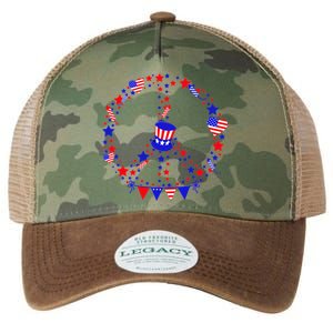 4th Of July Patriotic Peace Sign Legacy Tie Dye Trucker Hat