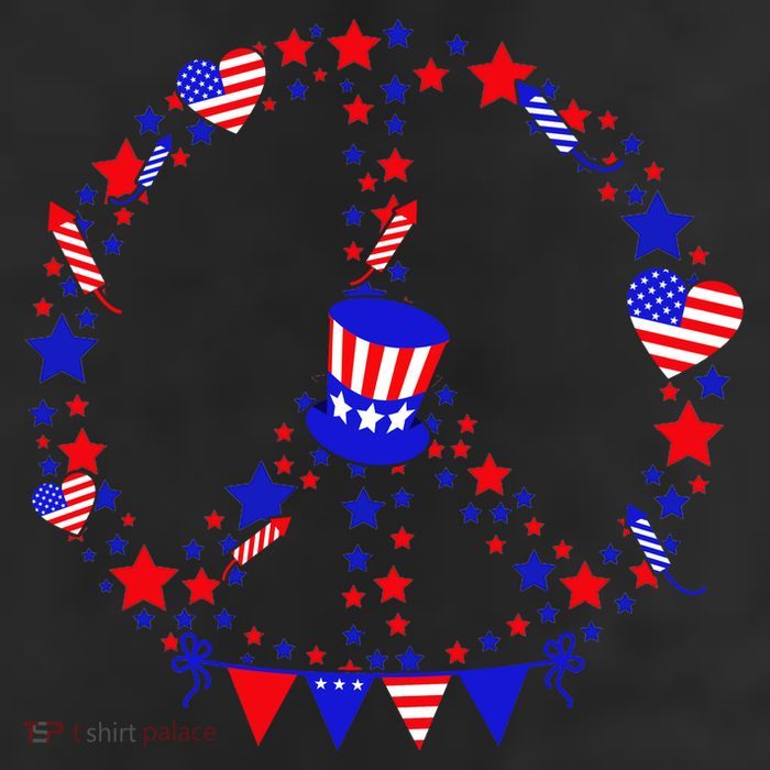 4th Of July Patriotic Peace Sign 7 Panel Mesh Trucker Snapback Hat