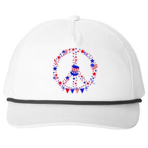 4th Of July Patriotic Peace Sign Snapback Five-Panel Rope Hat