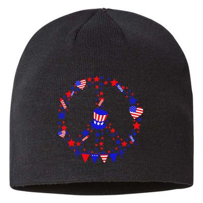 4th Of July Patriotic Peace Sign Sustainable Beanie