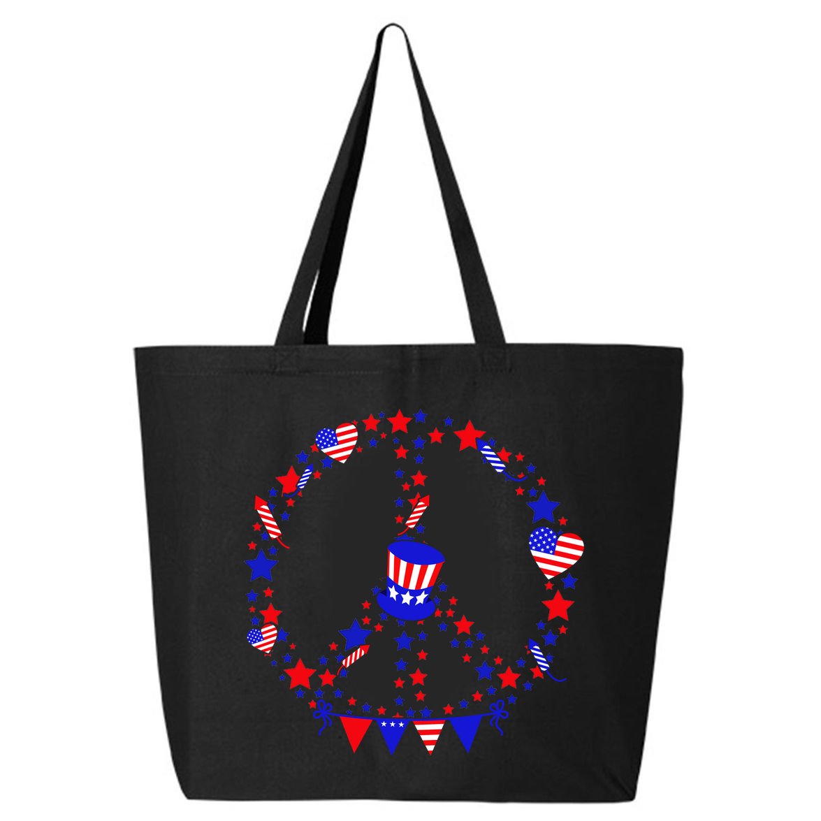 4th Of July Patriotic Peace Sign 25L Jumbo Tote