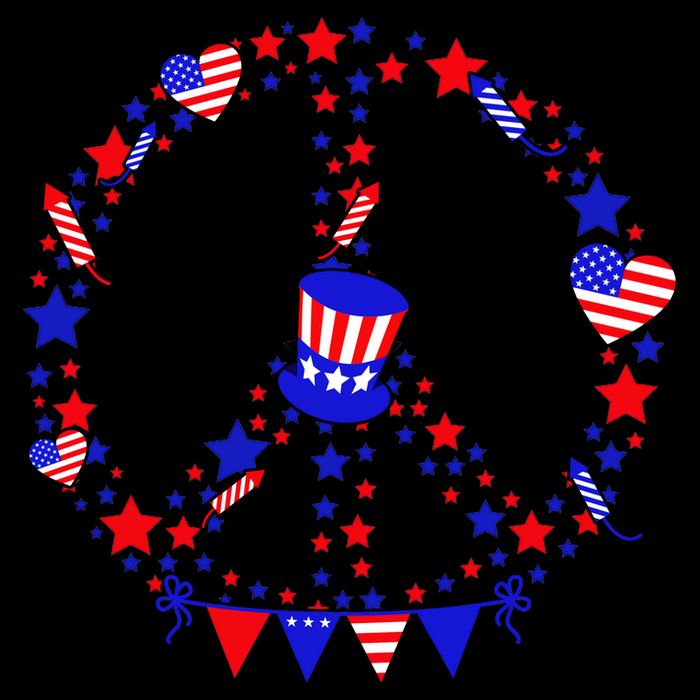 4th Of July Patriotic Peace Sign Tie-Dye T-Shirt