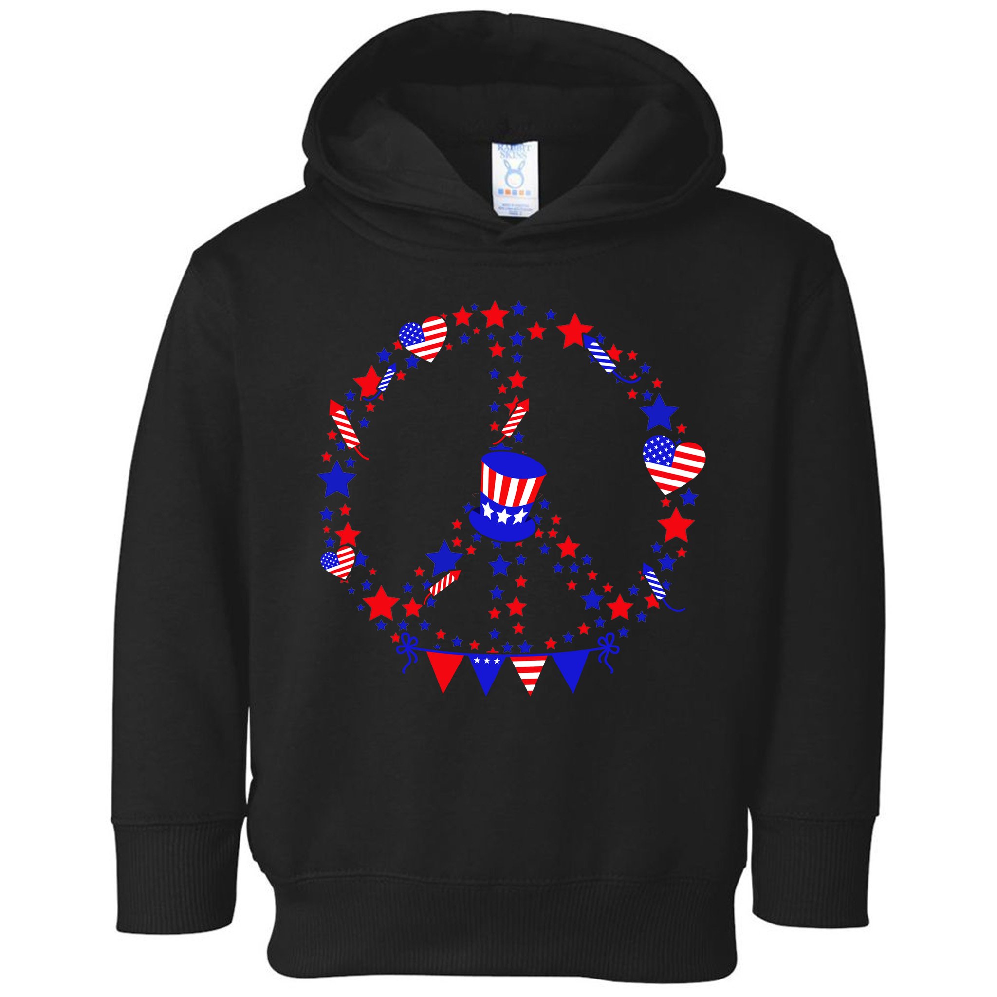 4th Of July Patriotic Peace Sign Toddler Hoodie
