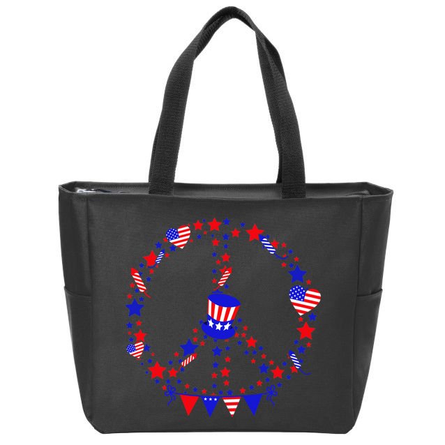 4th Of July Patriotic Peace Sign Zip Tote Bag