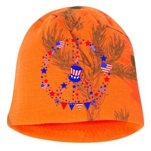 4th Of July Patriotic Peace Sign Kati - Camo Knit Beanie