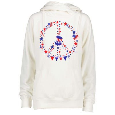 4th Of July Patriotic Peace Sign Womens Funnel Neck Pullover Hood