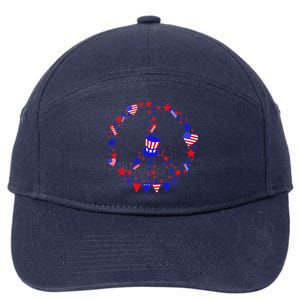 4th Of July Patriotic Peace Sign 7-Panel Snapback Hat