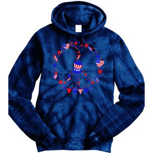 4th Of July Patriotic Peace Sign Tie Dye Hoodie