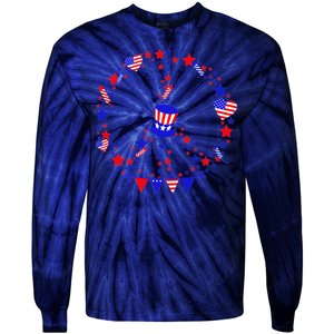 4th Of July Patriotic Peace Sign Tie-Dye Long Sleeve Shirt