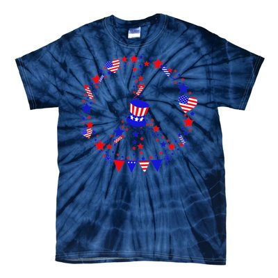 4th Of July Patriotic Peace Sign Tie-Dye T-Shirt