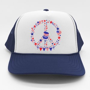 4th Of July Patriotic Peace Sign Trucker Hat