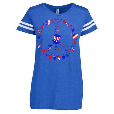 4th Of July Patriotic Peace Sign Enza Ladies Jersey Football T-Shirt