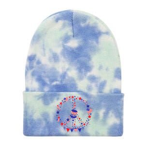 4th Of July Patriotic Peace Sign Tie Dye 12in Knit Beanie