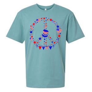 4th Of July Patriotic Peace Sign Sueded Cloud Jersey T-Shirt