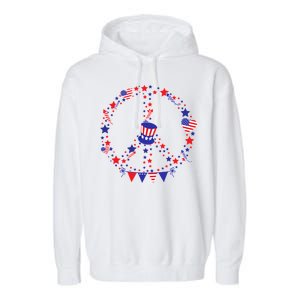 4th Of July Patriotic Peace Sign Garment-Dyed Fleece Hoodie