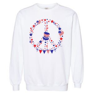 4th Of July Patriotic Peace Sign Garment-Dyed Sweatshirt