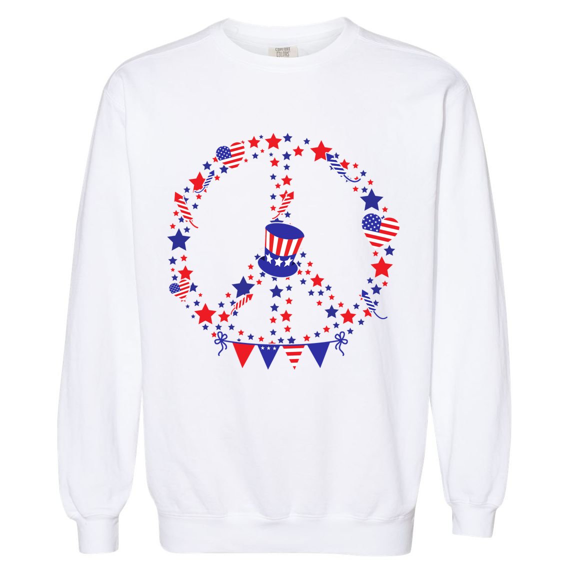 4th Of July Patriotic Peace Sign Garment-Dyed Sweatshirt