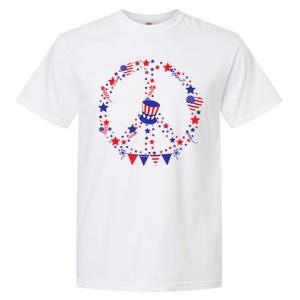 4th Of July Patriotic Peace Sign Garment-Dyed Heavyweight T-Shirt