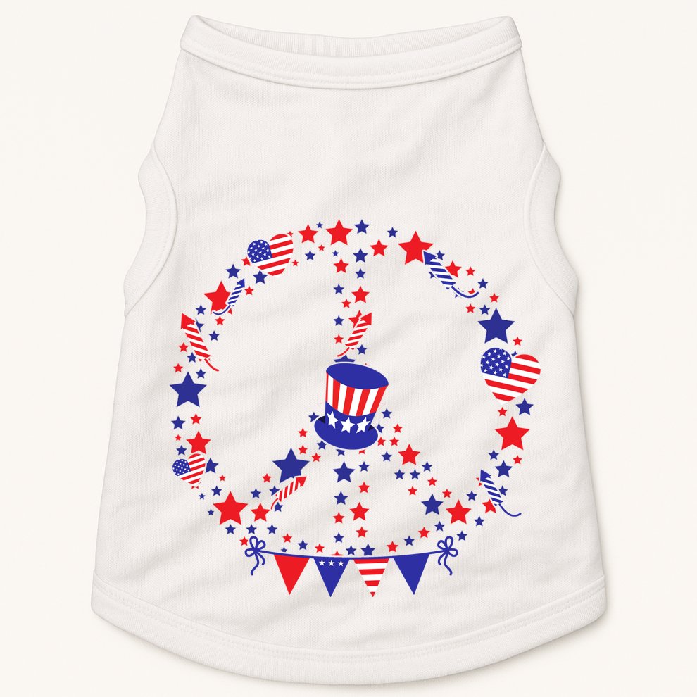 4th Of July Patriotic Peace Sign Doggie Tank