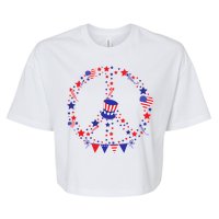 4th Of July Patriotic Peace Sign Bella+Canvas Jersey Crop Tee