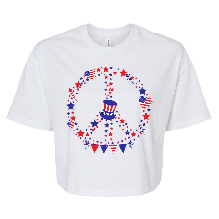 4th Of July Patriotic Peace Sign Bella+Canvas Jersey Crop Tee