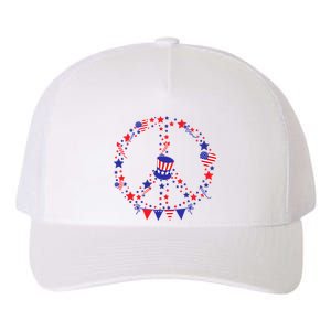 4th Of July Patriotic Peace Sign Yupoong Adult 5-Panel Trucker Hat