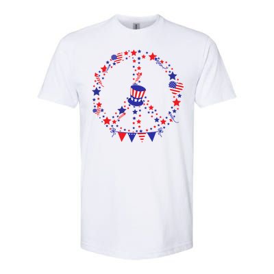 4th Of July Patriotic Peace Sign Softstyle® CVC T-Shirt