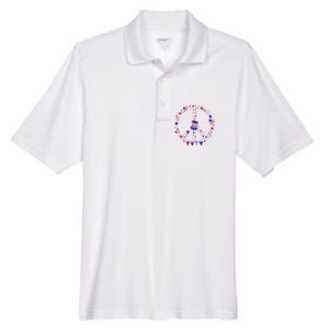 4th Of July Patriotic Peace Sign Men's Origin Performance Pique Polo