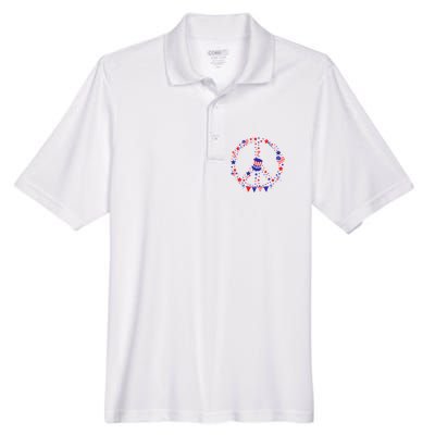 4th Of July Patriotic Peace Sign Men's Origin Performance Piqué Polo