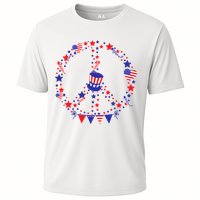 4th Of July Patriotic Peace Sign Cooling Performance Crew T-Shirt